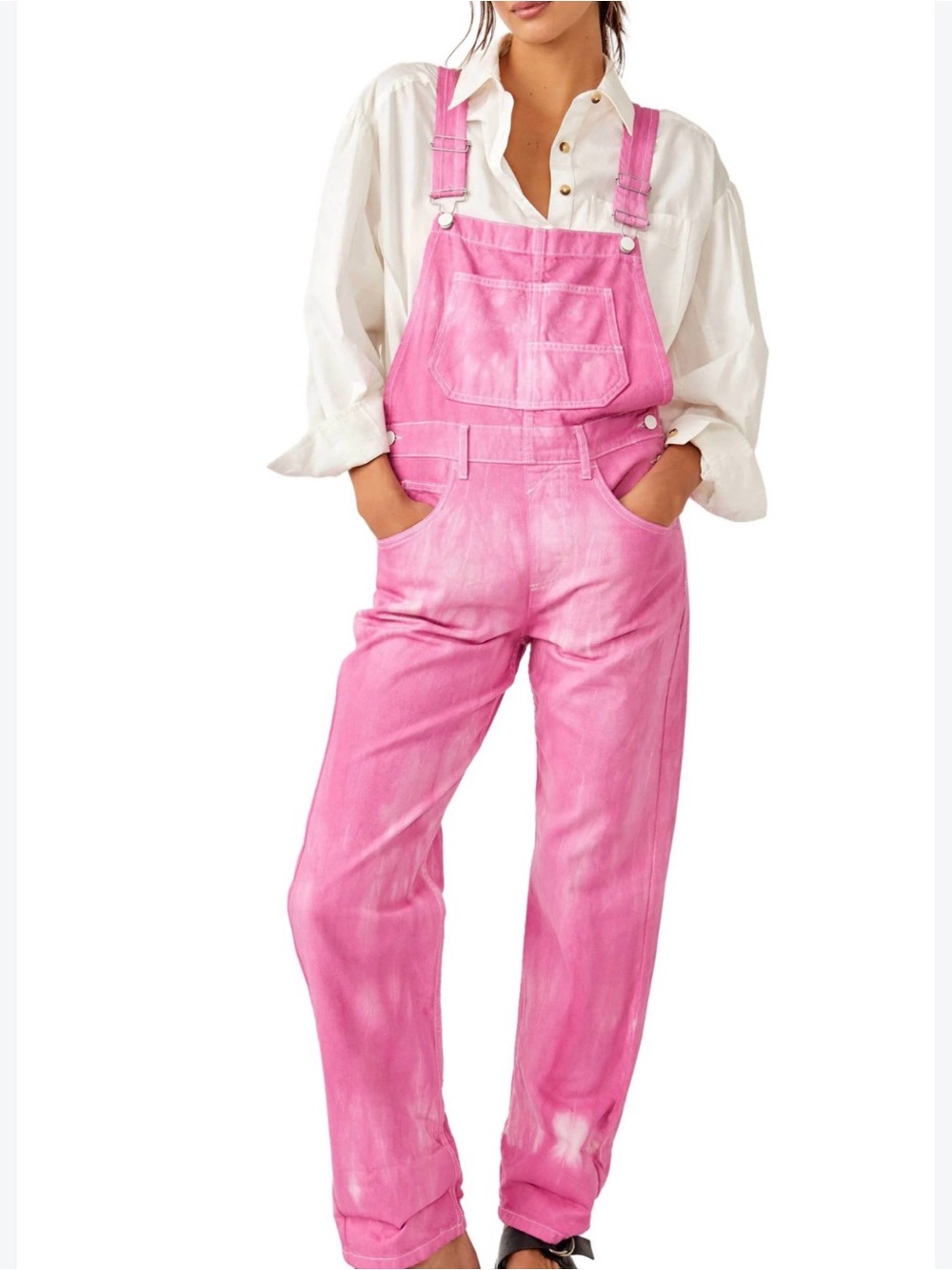 We The Free Pink Women's Denim Overalls
